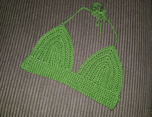 Load image into Gallery viewer, Sparkle Green Hand Crocheted Bikini Top