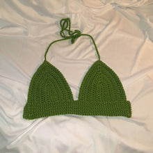 Load image into Gallery viewer, Sparkle Green Hand Crocheted Bikini Top