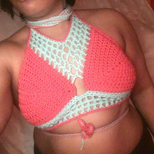 Load image into Gallery viewer, Minty Flamingo Hand Crocheted Bikini Top