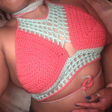 Load image into Gallery viewer, Minty Flamingo Hand Crocheted Bikini Top