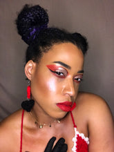 Load image into Gallery viewer, Two Toned Harley Quinn Inspired Valentines Day Heart Earrings