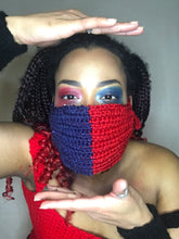 Load image into Gallery viewer, Harley Quinn Hand Crocheted Protective 4 Layer Mask