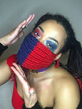 Load image into Gallery viewer, Harley Quinn Hand Crocheted Protective 4 Layer Mask