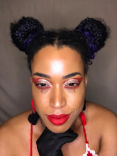 Load image into Gallery viewer, Two Toned Harley Quinn Inspired Valentines Day Heart Earrings