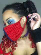 Load image into Gallery viewer, Harley Quinn Hand Crocheted Protective 4 Layer Mask