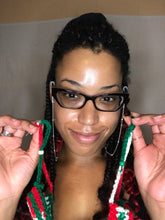 Load image into Gallery viewer, Red, White, Green Crocheted Quadruple Layer Adjustable Protection Mask