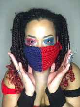 Load image into Gallery viewer, Harley Quinn Hand Crocheted Protective 4 Layer Mask
