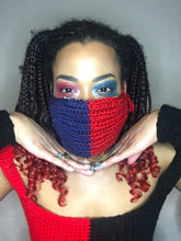 Load image into Gallery viewer, Harley Quinn Hand Crocheted Protective 4 Layer Mask
