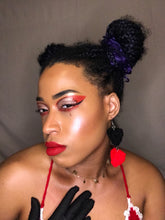 Load image into Gallery viewer, Two Toned Harley Quinn Inspired Valentines Day Heart Earrings