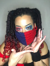 Load image into Gallery viewer, Harley Quinn Hand Crocheted Protective 4 Layer Mask