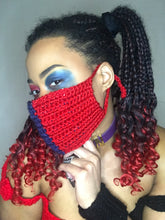 Load image into Gallery viewer, Harley Quinn Hand Crocheted Protective 4 Layer Mask