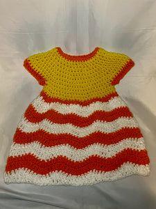 Hand Crocheted Baby Candy Corn themed Chevron Dress Kalamity Crochet Hand Crocheted Baby Candy Corn themed Chevron Dress Kalamity Crochet
