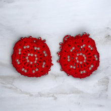 Load image into Gallery viewer, Hand crocheted Hair Bun Covers with Pearls