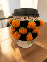Load image into Gallery viewer, Hand crocheted pumpkin themed cup cozy set (4)