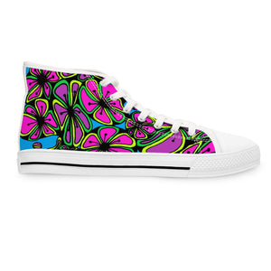 Colorful Zentangle Flowers Women's High Top Sneakers