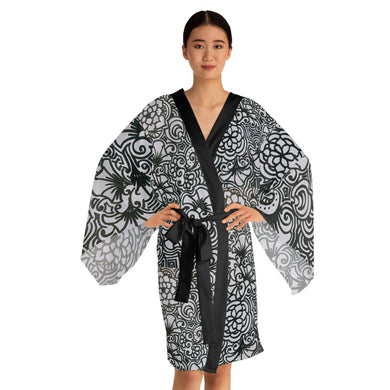 Zentangle Flowers Long Sleeve Kimono Robe (AOP)