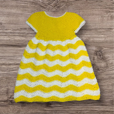 Hand Crocheted Yellow & White Chevron Chic Baby Dress