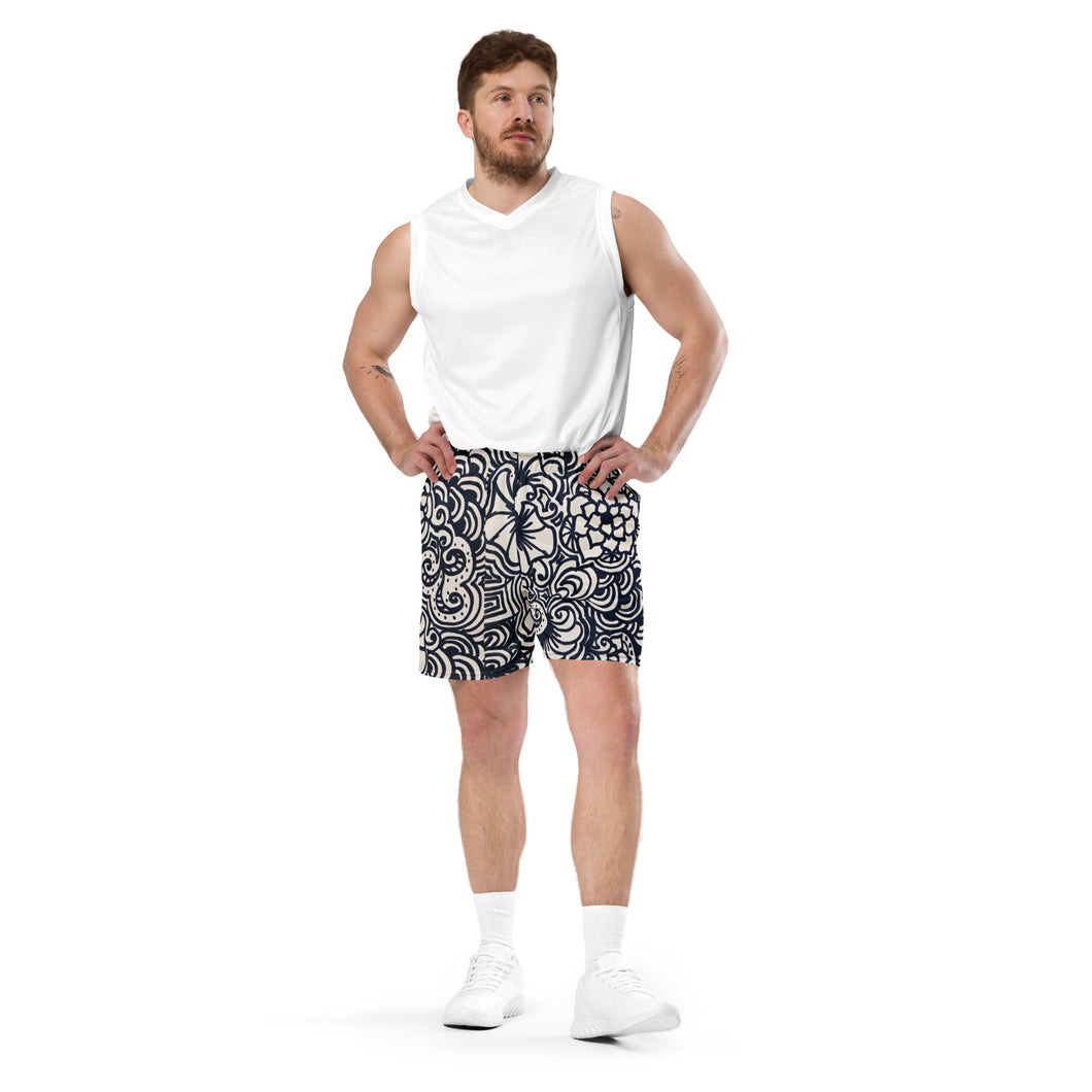 Sketchbook Zentangled Unisex mesh shorts