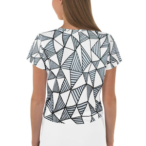 Zentangled Triangle Wall Sketchbook Art All-Over Print Crop Tee