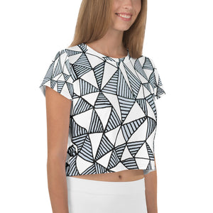 Zentangled Triangle Wall Sketchbook Art All-Over Print Crop Tee