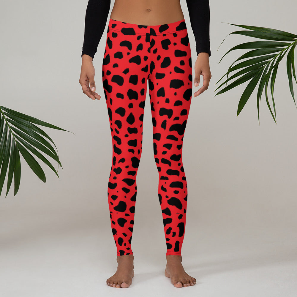 Cruella Dalmatians Spots Red Leggings