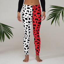 Load image into Gallery viewer, Cruella Dalmatians Spots Inspired Two-Toned Red and White Leggings