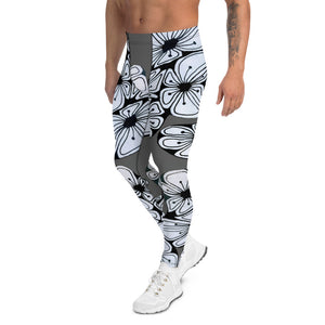 "Zentangled Grey Wild Flowers" Men's Leggings