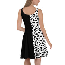 Load image into Gallery viewer, Cruella DeVil Two Toned Dalmatian Skater Dress