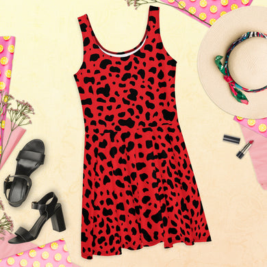 Cruella Red DeVille Dalmatians Spots Inspired theme Skater Dress