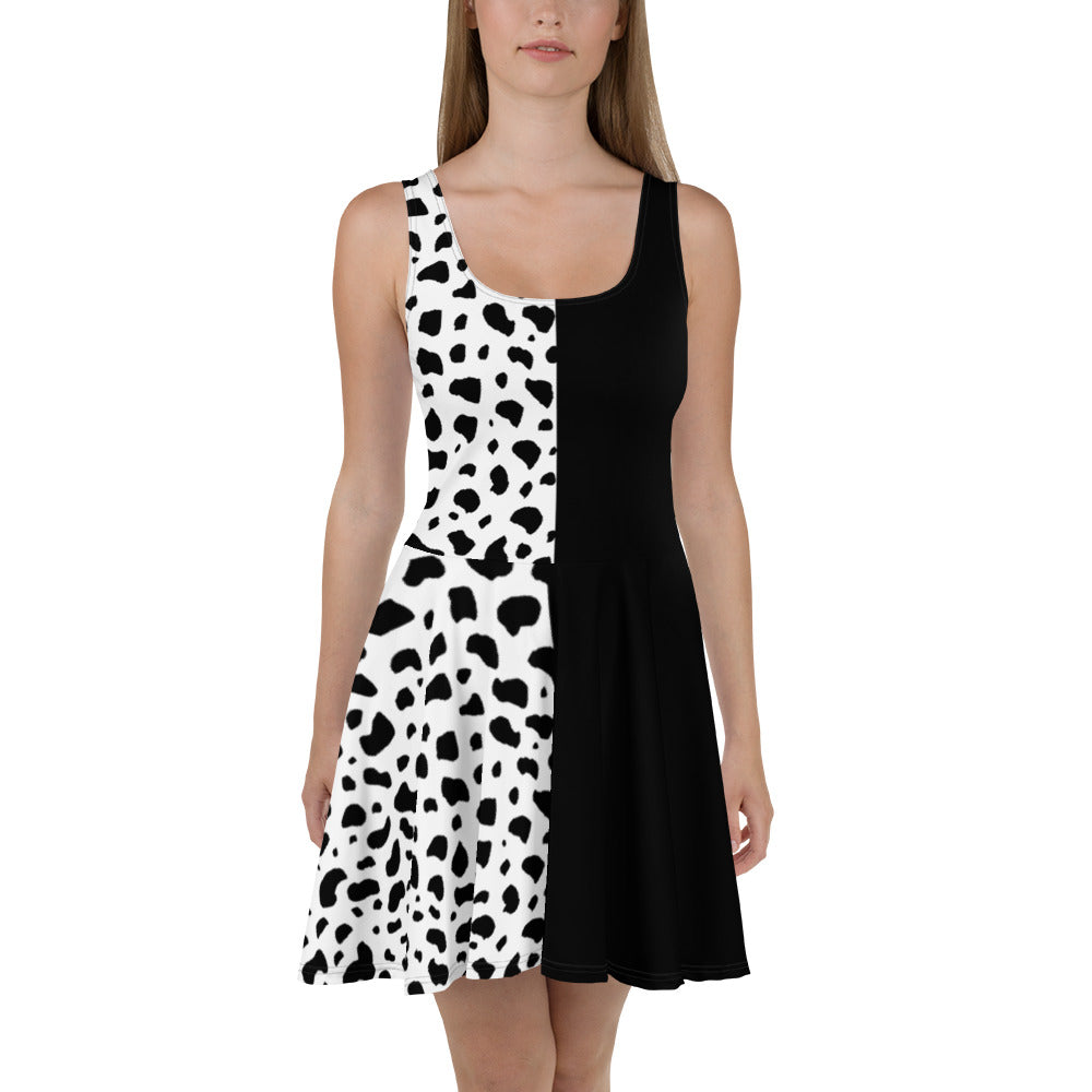 Cruella DeVil Two Toned Dalmatian Skater Dress