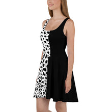 Load image into Gallery viewer, Cruella DeVil Two Toned Dalmatian Skater Dress