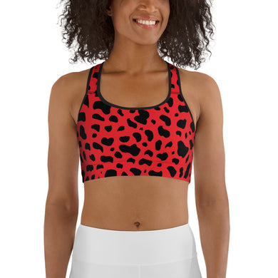 Cruella Dalmatians Spots Inspired Red Sports bra