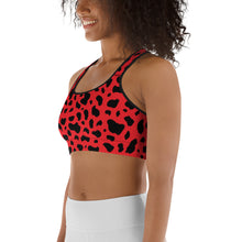 Load image into Gallery viewer, Cruella Dalmatians Spots Inspired Red Sports bra