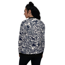 Load image into Gallery viewer, Zentangled Flowers Unisex Bomber Jacket