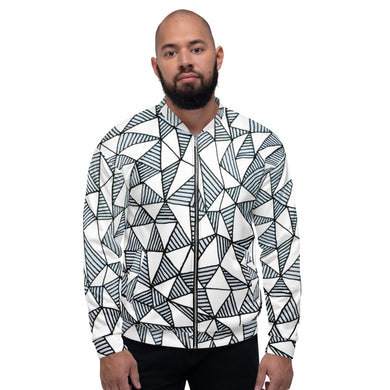 Abstract Zentangled Triangle Wall Sketch Art Unisex Bomber Jacket