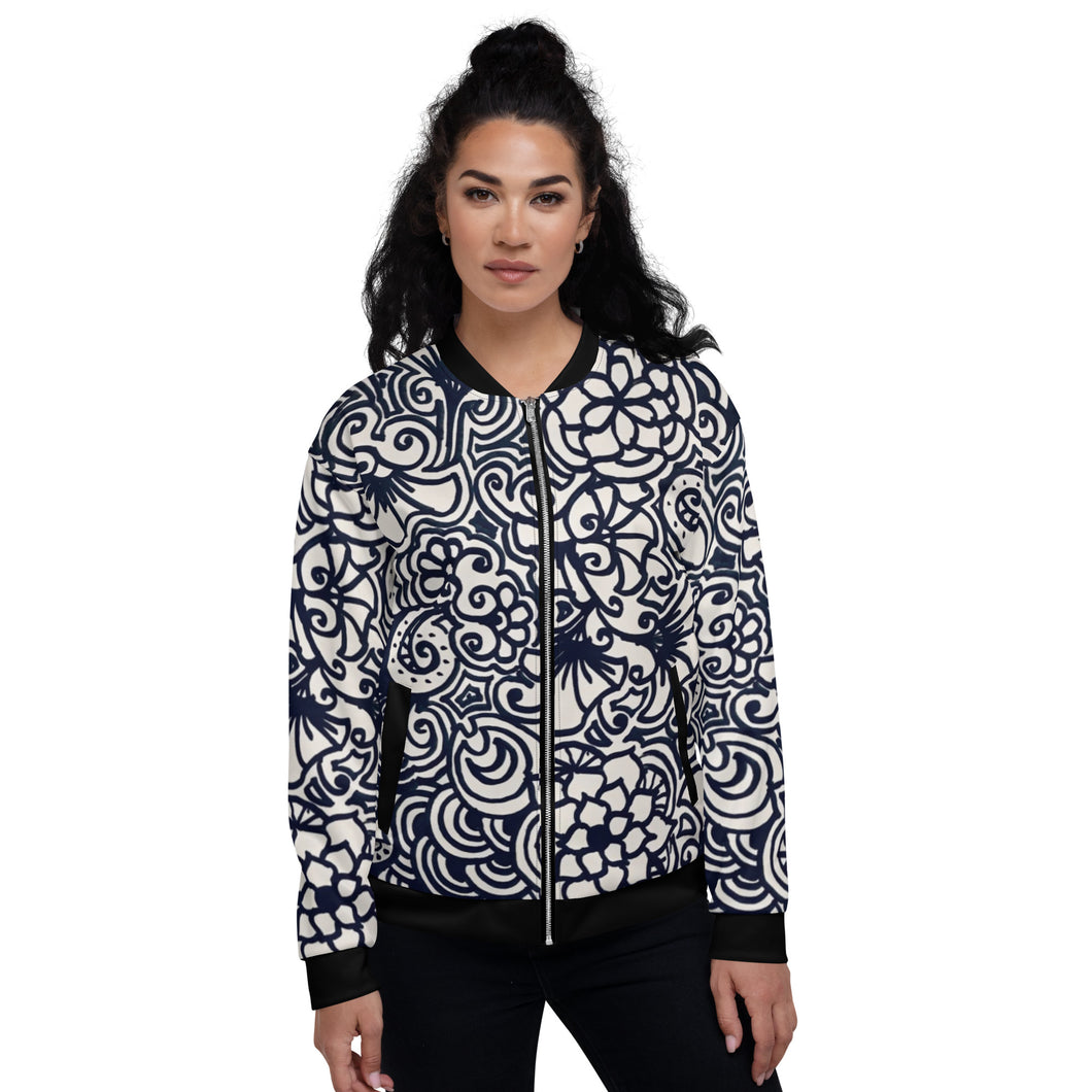 Zentangled Flowers Unisex Bomber Jacket