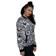 Load image into Gallery viewer, Zentangled Flowers Unisex Bomber Jacket