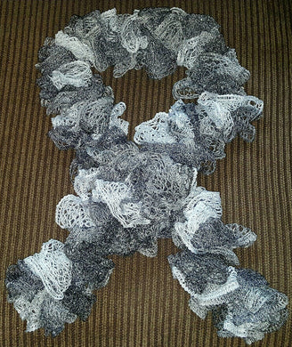 Silver Dollar Hand Crocheted Frilly Scarf