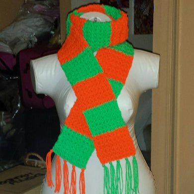 Hand Crocheted Neon Halloween themed Scarf