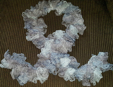 Hand Crocheted Ice Sickle Frilly Scarf